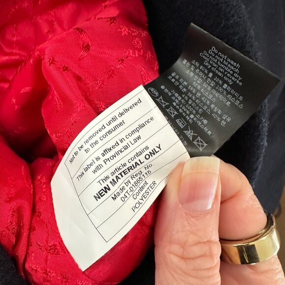 Zadig & Voltaire Wool Jacket Navy Gold Stand Collar Flap Pocket Zip Up Bomber SM - Picture 12 of 16